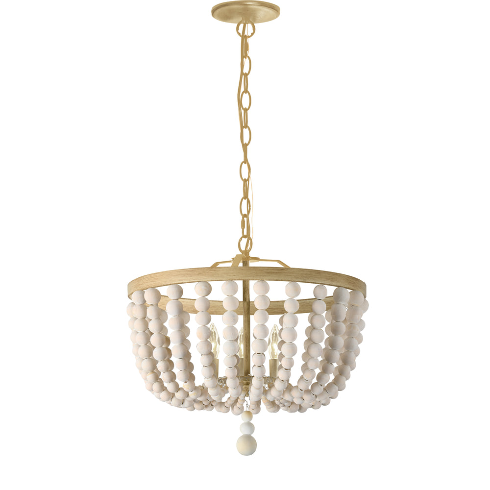 Bridget 3 Light Beaded Pendant in Distressed White by Dainolite