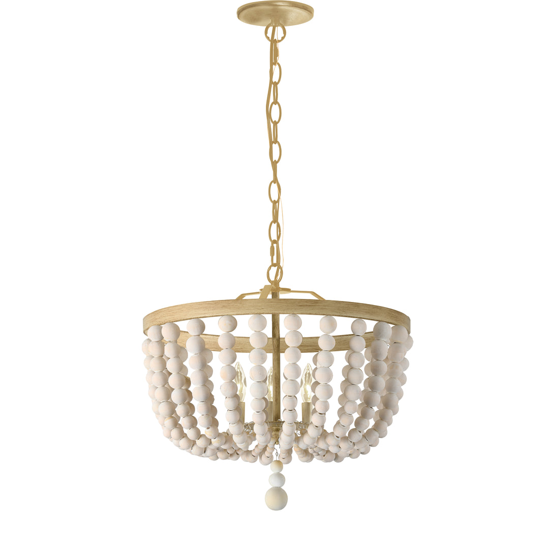 Bridget 3 Light Beaded Pendant in Distressed White by Dainolite