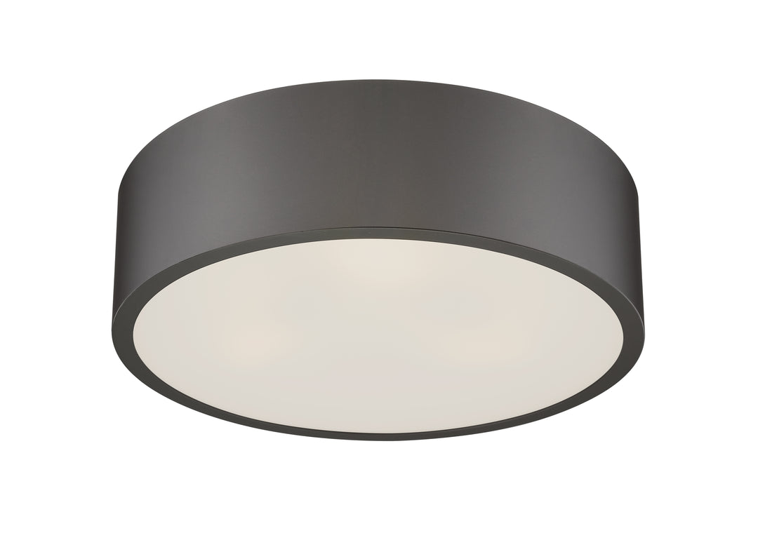 Dark Bronze Flush Mount with Frosted White Glass Shade by Bethel