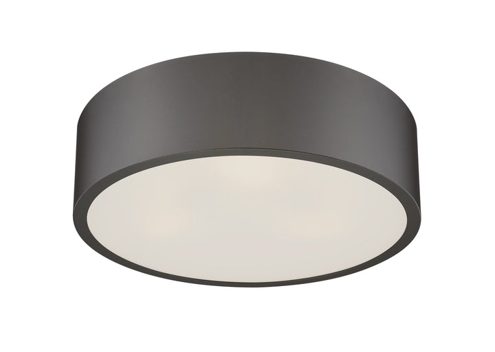 Dark Bronze Flush Mount with Frosted White Glass Shade by Bethel