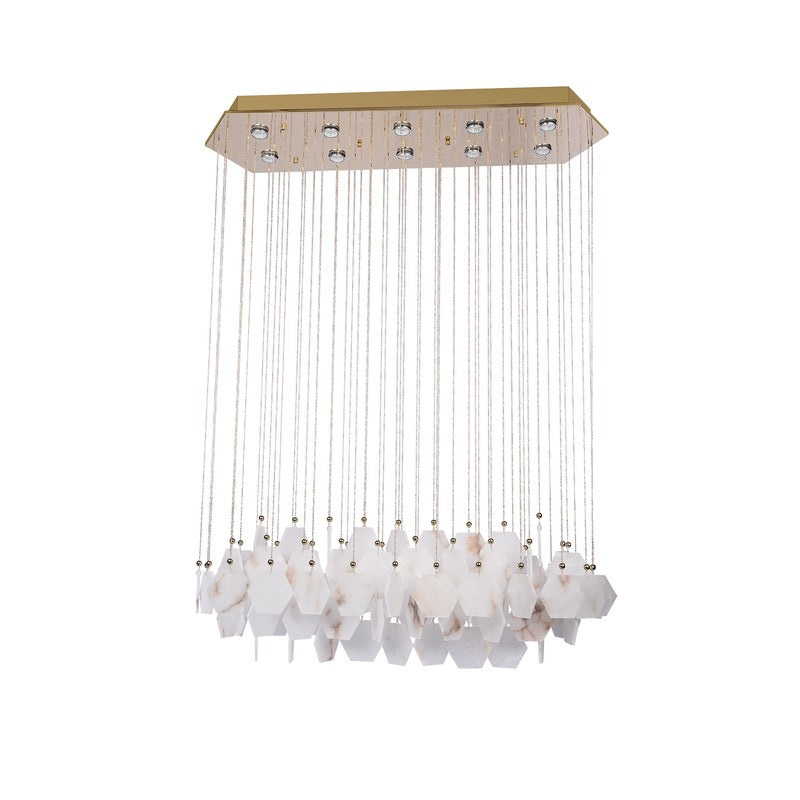 Gold Stainless Steel Frame Chandelier with Spanish Alabaster Hanging Stones by Bethel - view 2