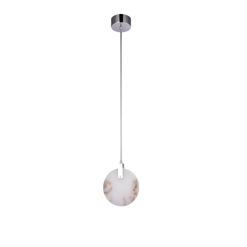 Stainless Steel LED Single Pendant Light with Spanish Alabaster by Bethel - view 2