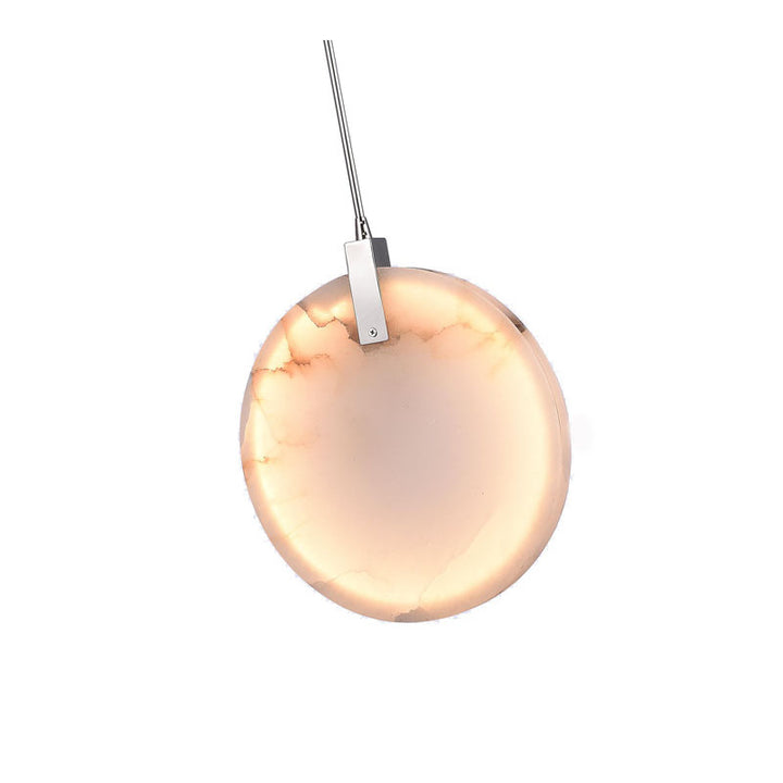 Stainless Steel LED Single Pendant Light with Spanish Alabaster by Bethel - view 3