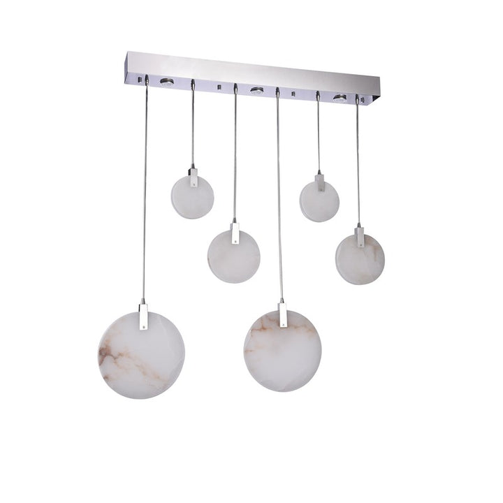 Stainless Steel Rectangular Frame LED Chandelier with Spanish Alabaster Pendants by Bethel - view 2