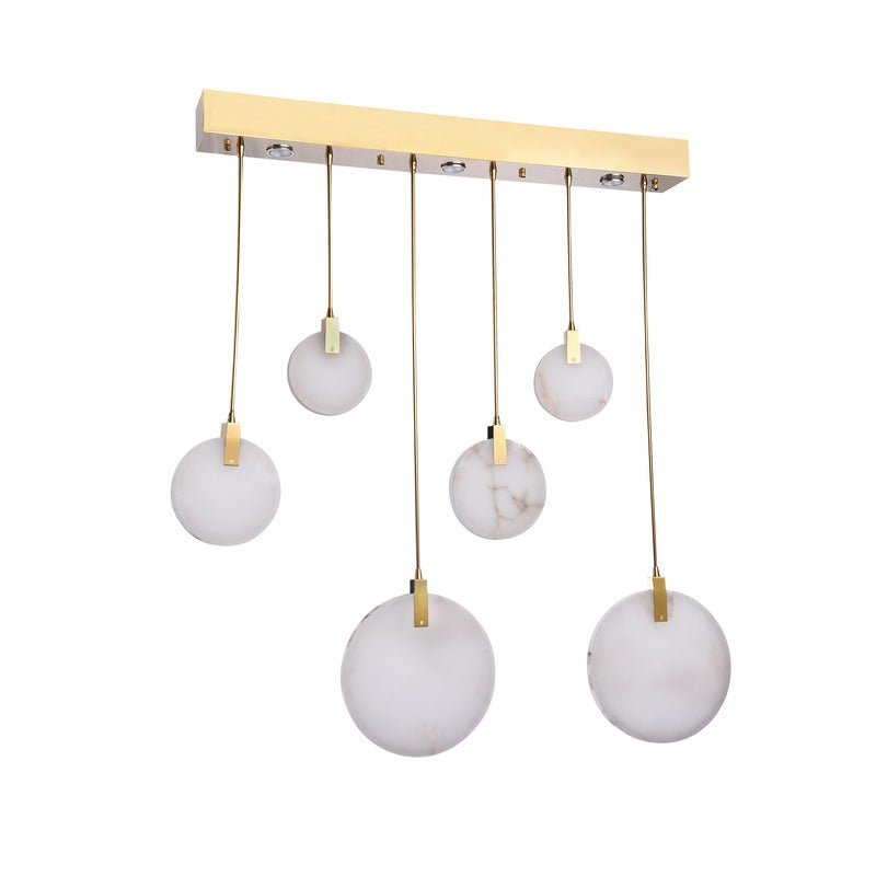 Stainless Steel Rectangular Frame LED Chandelier with Spanish Alabaster Pendants by Bethel - view 6