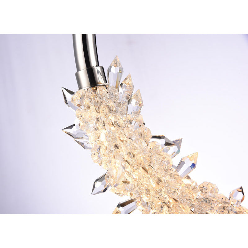 Stainless Steel LED Single Pendant Light with Clear Crystal Beading by Bethel - view 3