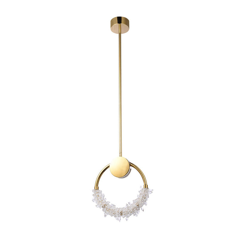 Stainless Steel LED Single Pendant Light with Clear Crystal Beading by Bethel - view 7
