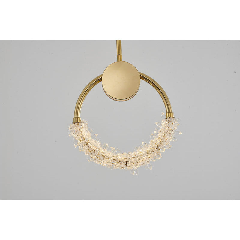 Stainless Steel LED Single Pendant Light with Clear Crystal Beading by Bethel - view 9