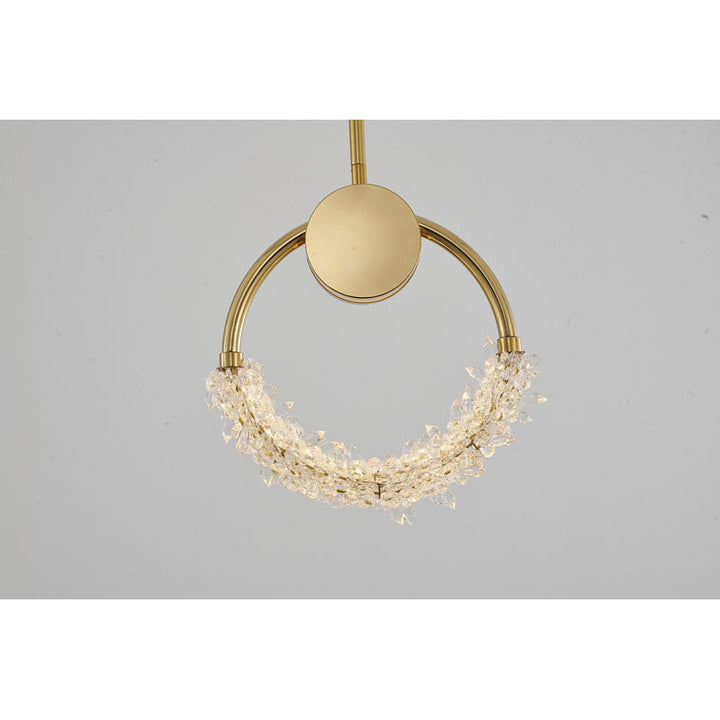 Stainless Steel LED Single Pendant Light with Clear Crystal Beading by Bethel - view 9