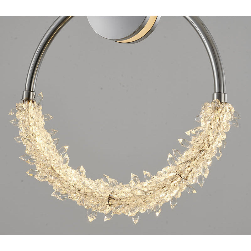 Stainless Steel LED Single Pendant Light with Clear Crystal Beading by Bethel - view 16