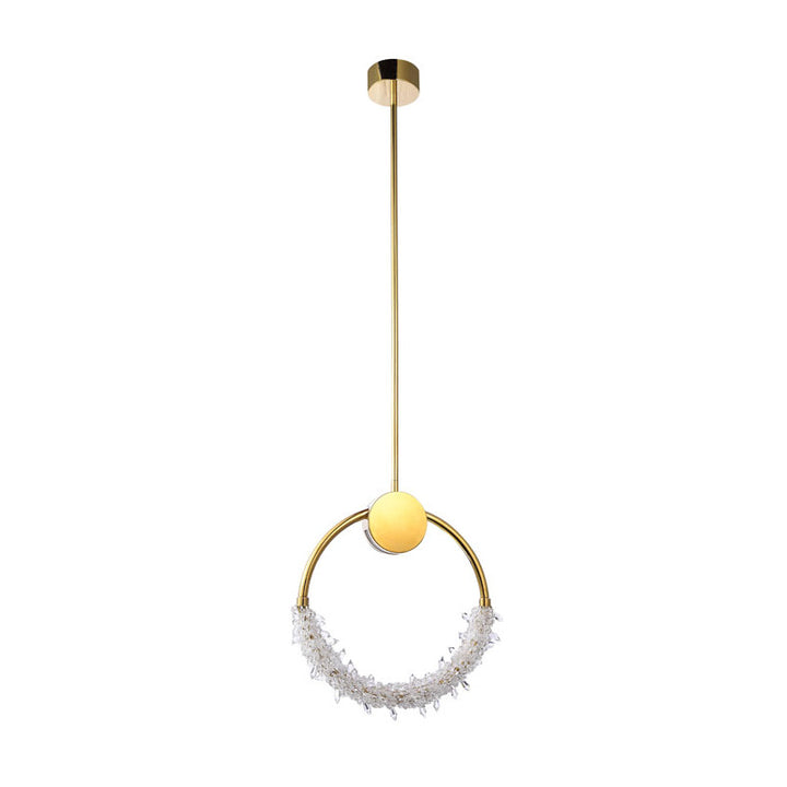 Stainless Steel LED Single Pendant Light with Clear Crystal Beading by Bethel - view 20