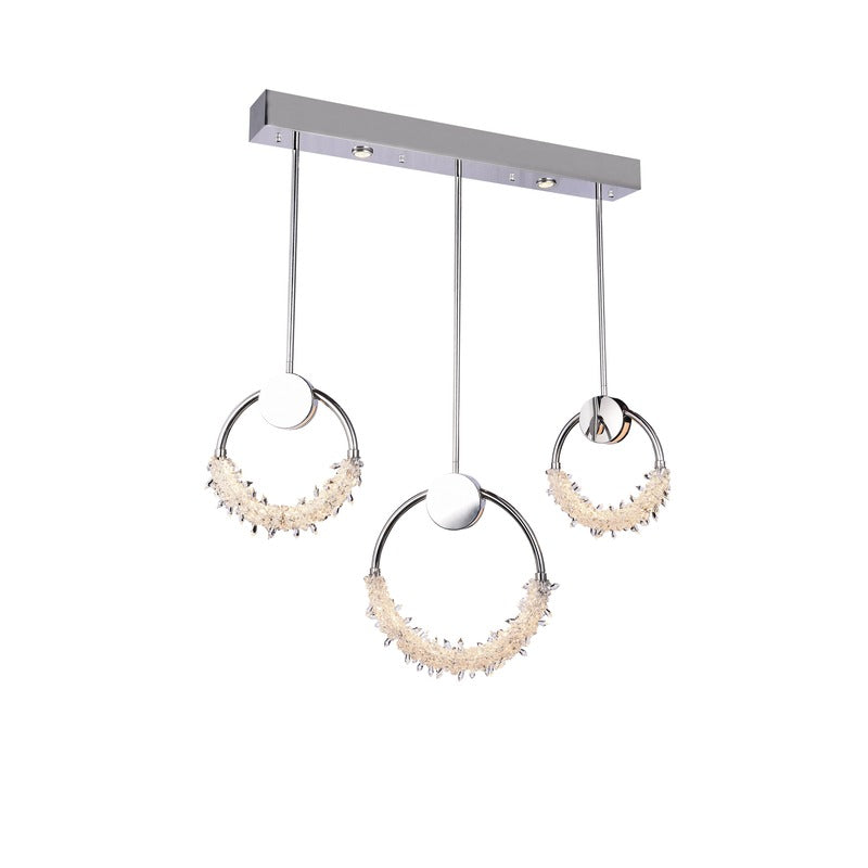 Stainless Steel Rectangular Frame LED Chandelier with Clear Crystal Beading in Chrome by Bethel