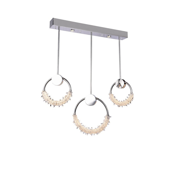 Stainless Steel Rectangular Frame LED Chandelier with Clear Crystal Beading in Chrome by Bethel