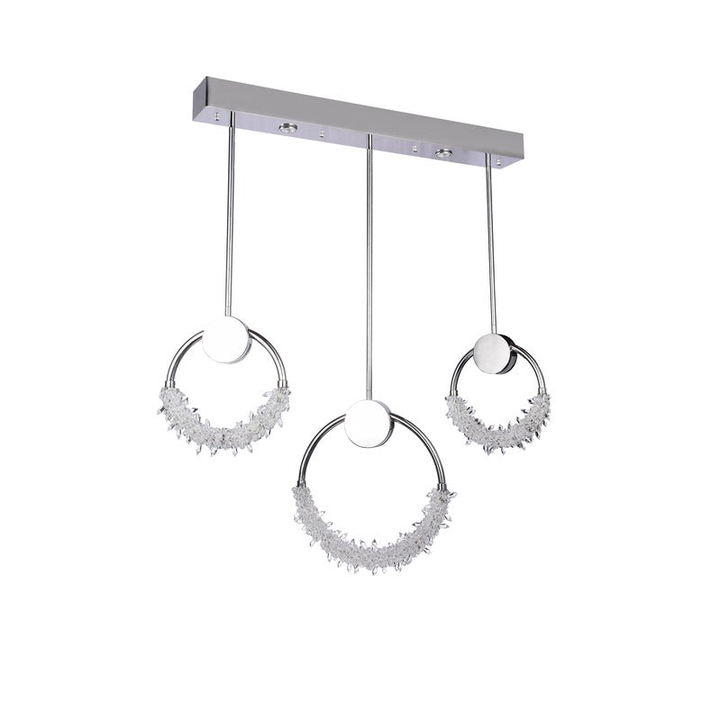 Stainless Steel Rectangular Frame LED Chandelier with Clear Crystal Beading by Bethel - view 2