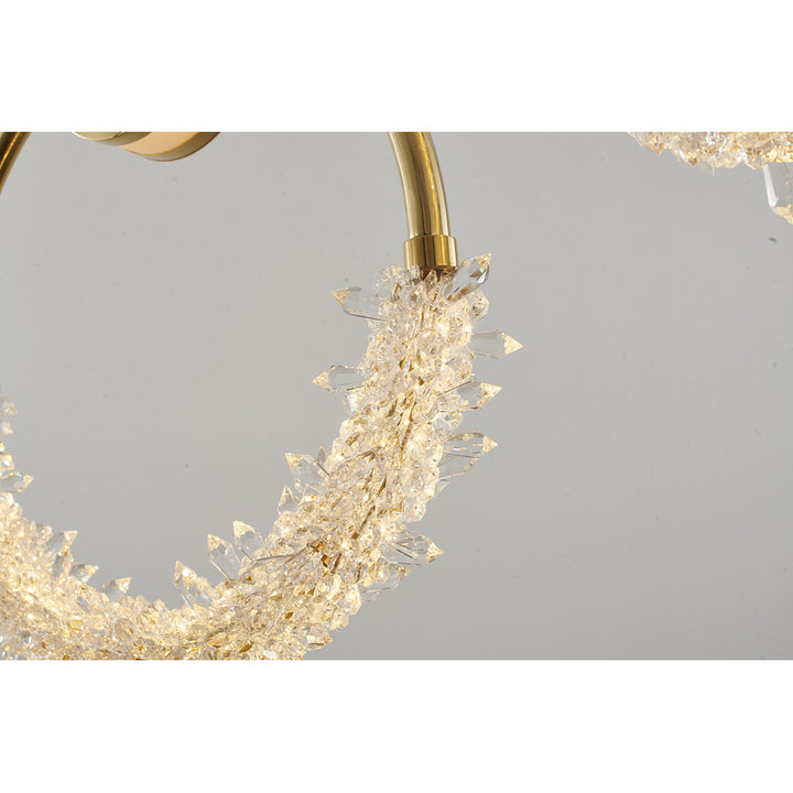 Stainless Steel Rectangular Frame LED Chandelier with Clear Crystal Beading by Bethel - view 7