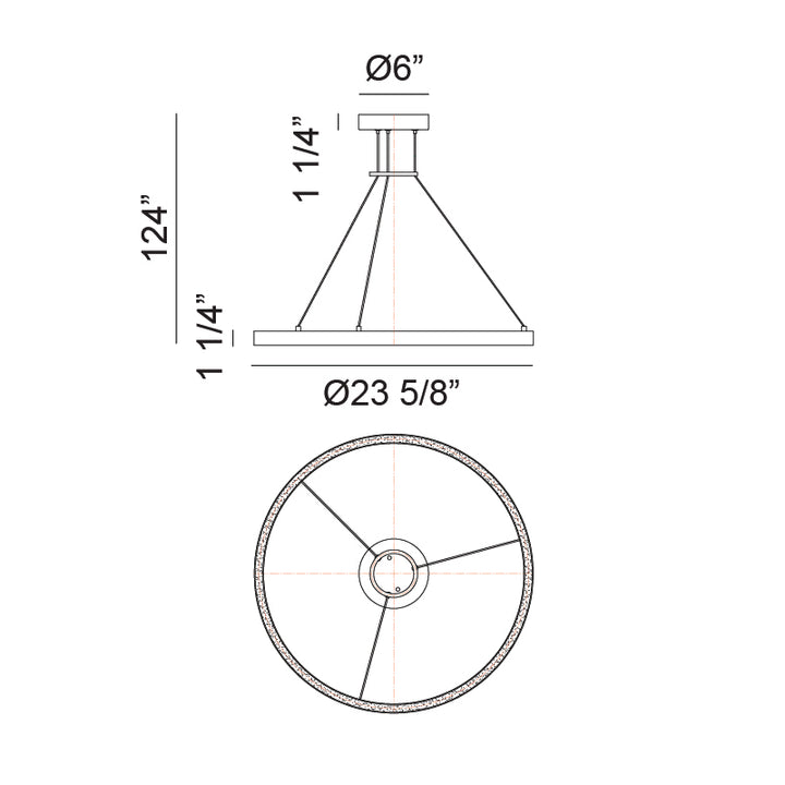 LED Steel Ring Frame Chandelier 3CCT