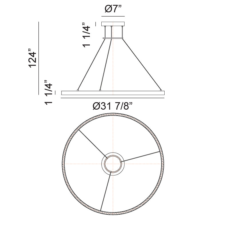 LED Steel Ring Frame Chandelier 3CCT