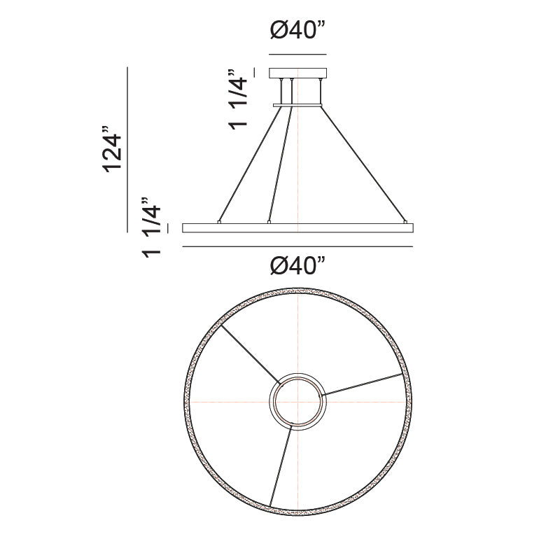 LED Steel Ring Frame Chandelier 3CCT