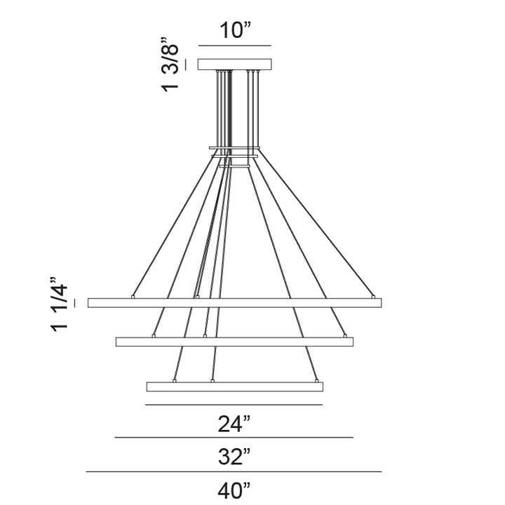 LED Steel Ring Frame Multi Tier Chandelier 3CCT