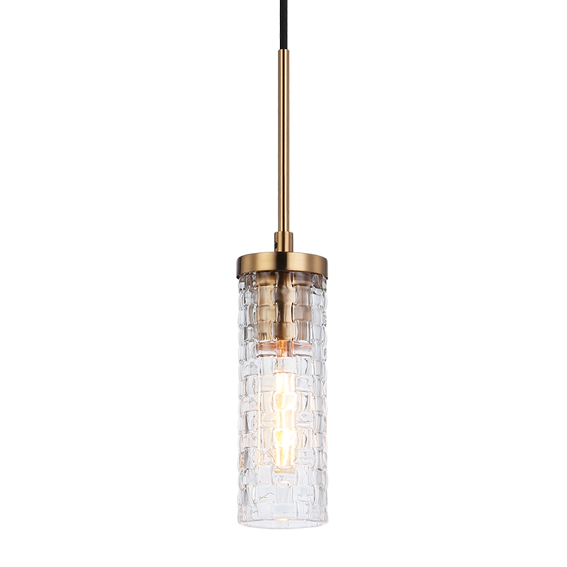 Steel Frame with Woven Patterned Glass Shade Pendant