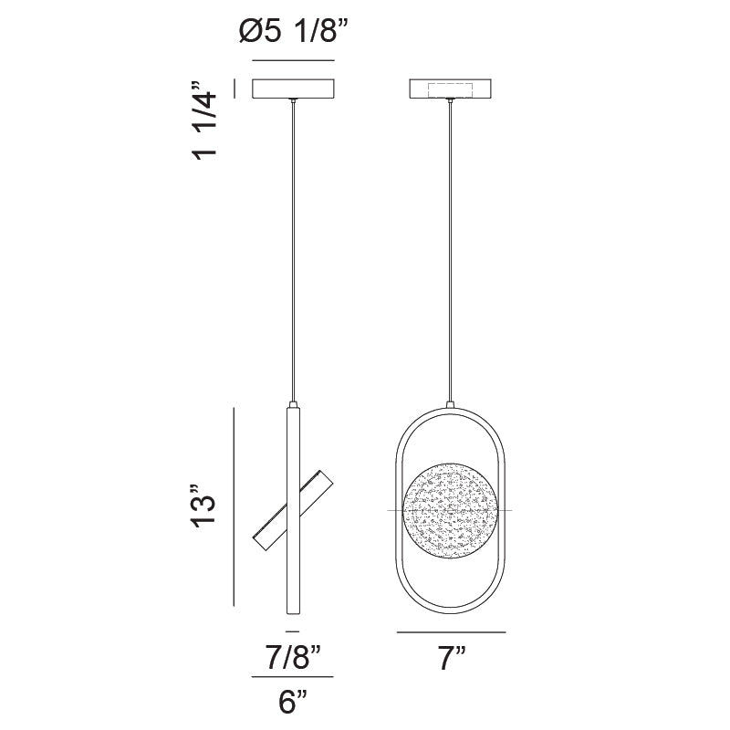 LED Steel Oval Frame with Adjustable Lens Single Pendant
