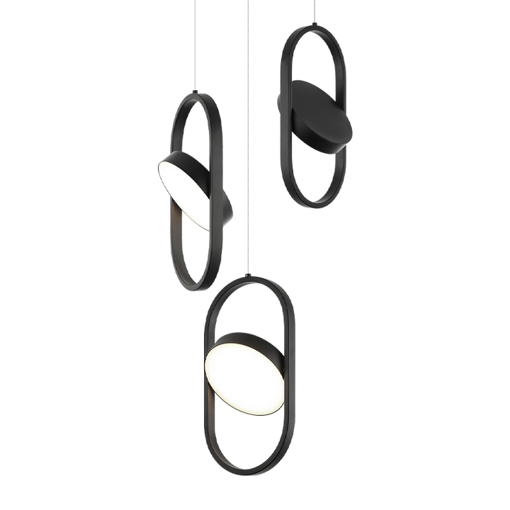 LED Steel Oval Frame with Adjustable Lens Multiple Pendant
