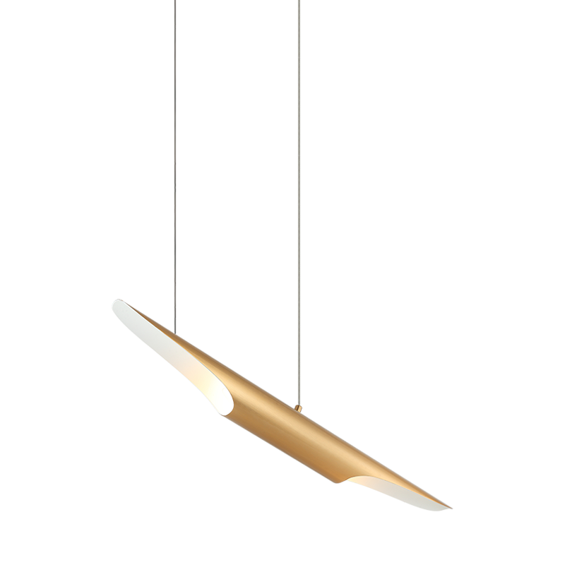 Steel Stylus Shade Single Pendant in Aged Gold Brass by Matteo Lighting