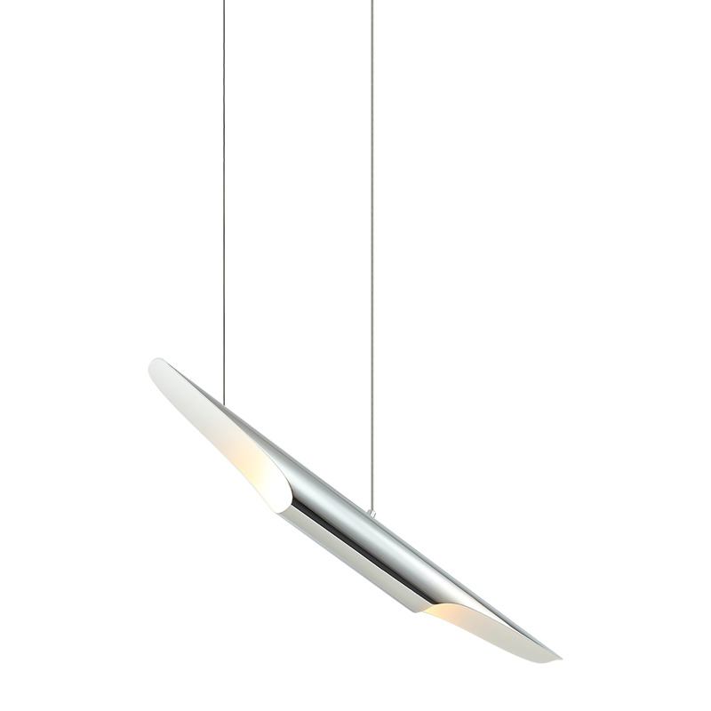 Steel Stylus Shade Single Pendant in Chrome by Matteo Lighting