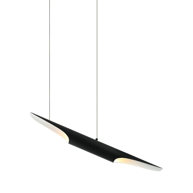 Steel Stylus Shade Single Pendant in Matte Black by Matteo Lighting
