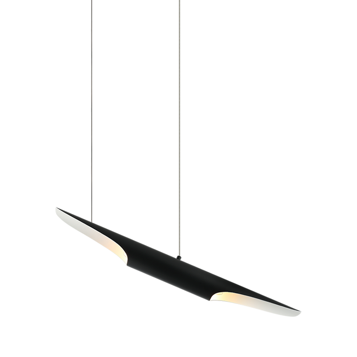 Steel Stylus Shade Single Pendant in Matte Black by Matteo Lighting