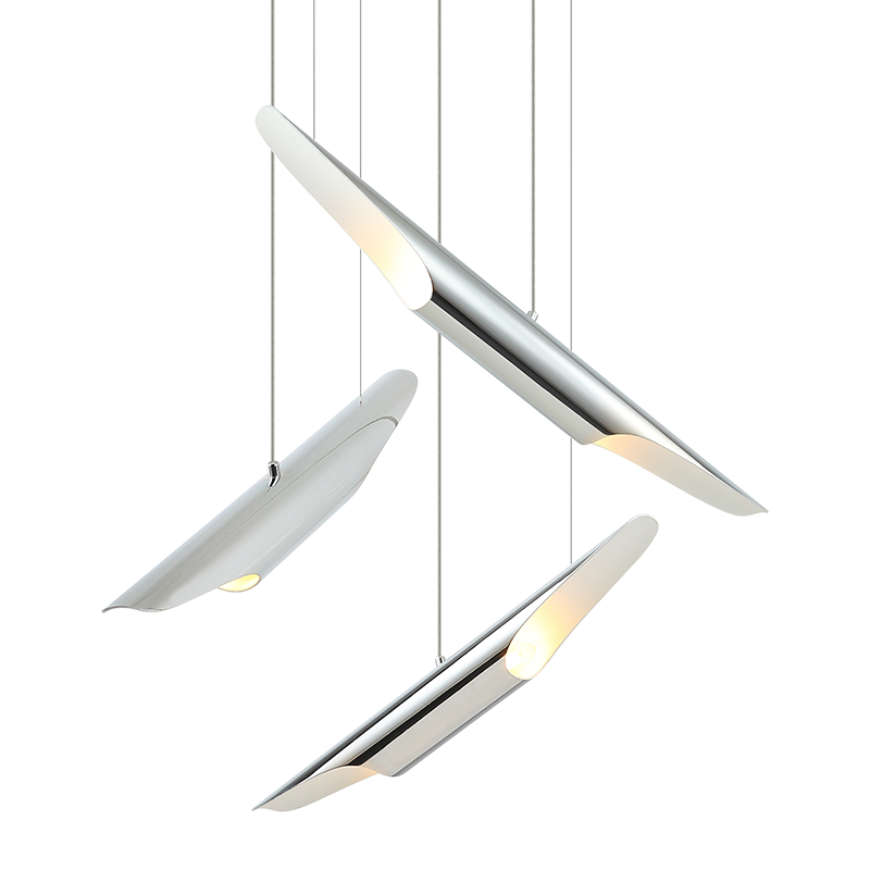 Steel Stylus Shade Multiple Pendant in Chrome by Matteo Lighting