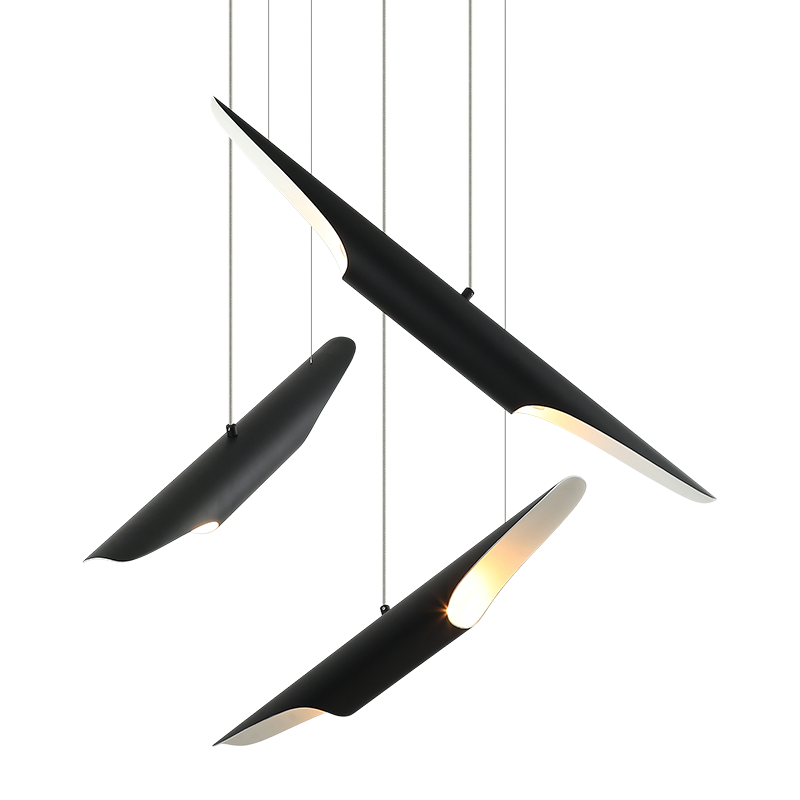 Steel Stylus Shade Multiple Pendant in Matte Black by Matteo Lighting