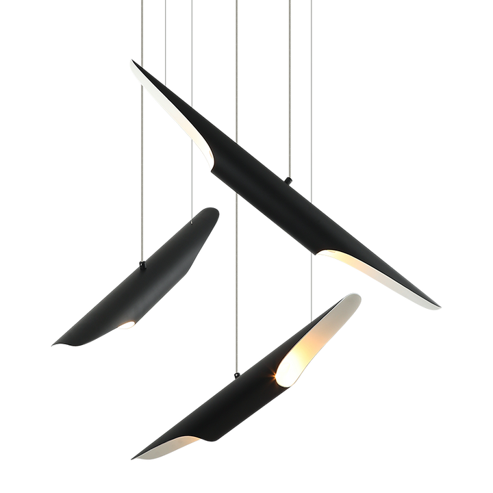Steel Stylus Shade Multiple Pendant in Matte Black by Matteo Lighting