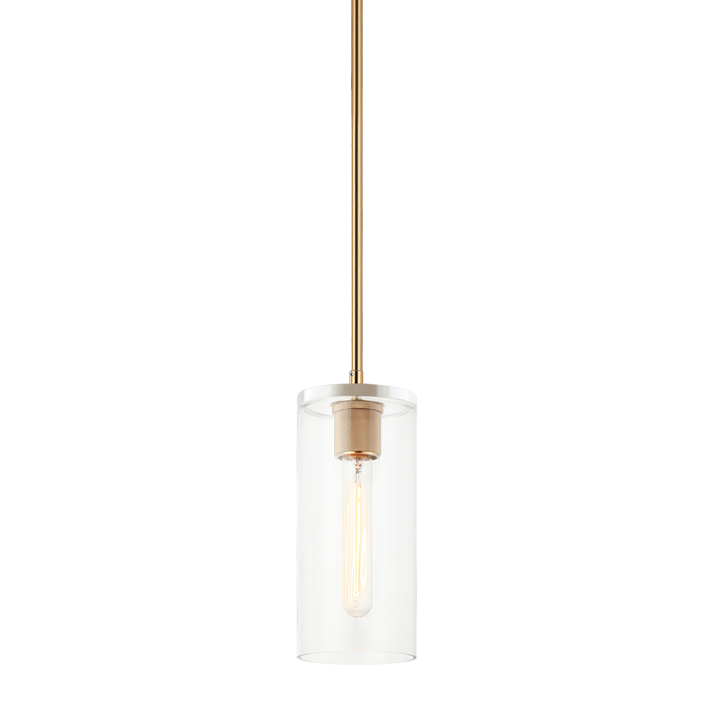 Steel Frame with Clear Cylindrical Glass Shade Mini Pendant