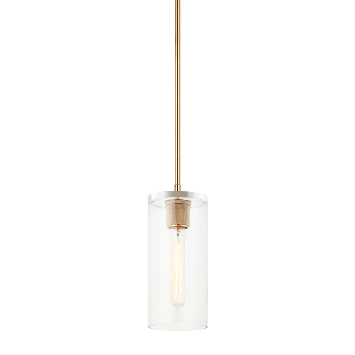 Steel Frame with Clear Cylindrical Glass Shade Mini Pendant