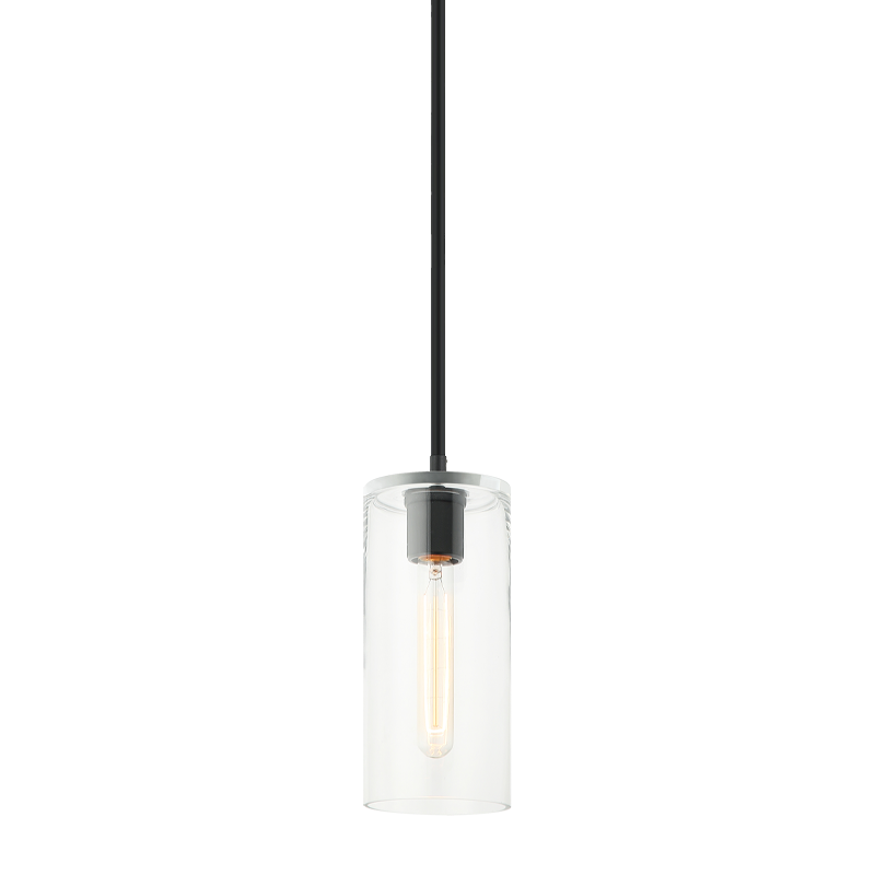 Steel Frame with Clear Cylindrical Glass Shade Mini Pendant