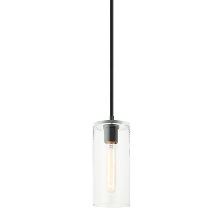 Steel Frame with Clear Cylindrical Glass Shade Mini Pendant