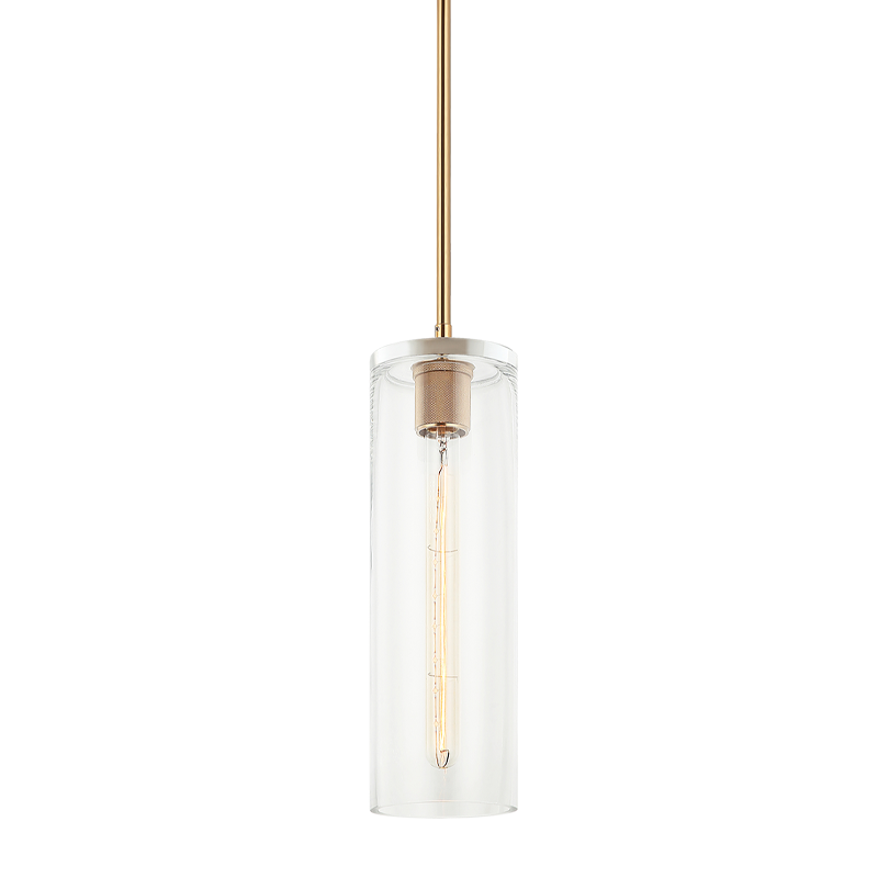 Steel Frame with Clear Cylindrical Glass Shade Mini Pendant