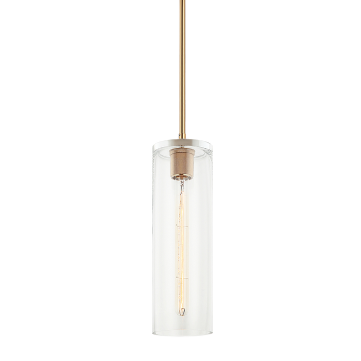 Steel Frame with Clear Cylindrical Glass Shade Mini Pendant