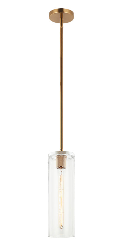 Steel Frame with Clear Cylindrical Glass Shade Mini Pendant