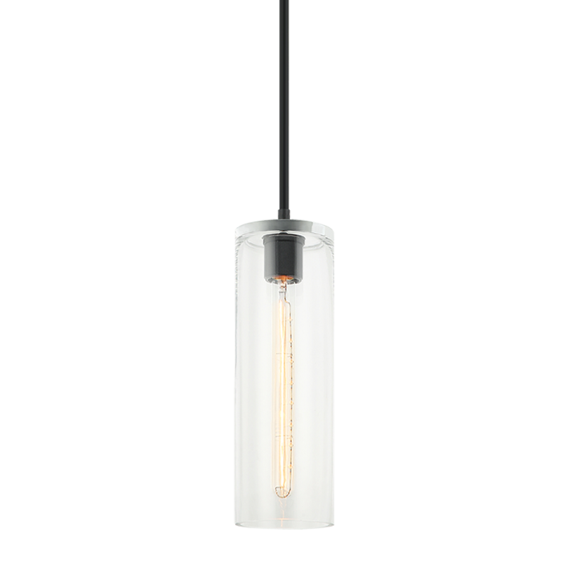 Steel Frame with Clear Cylindrical Glass Shade Mini Pendant