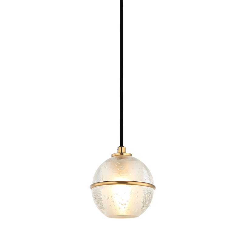 Steel Frame with Bubble Glass Globe Single Pendant