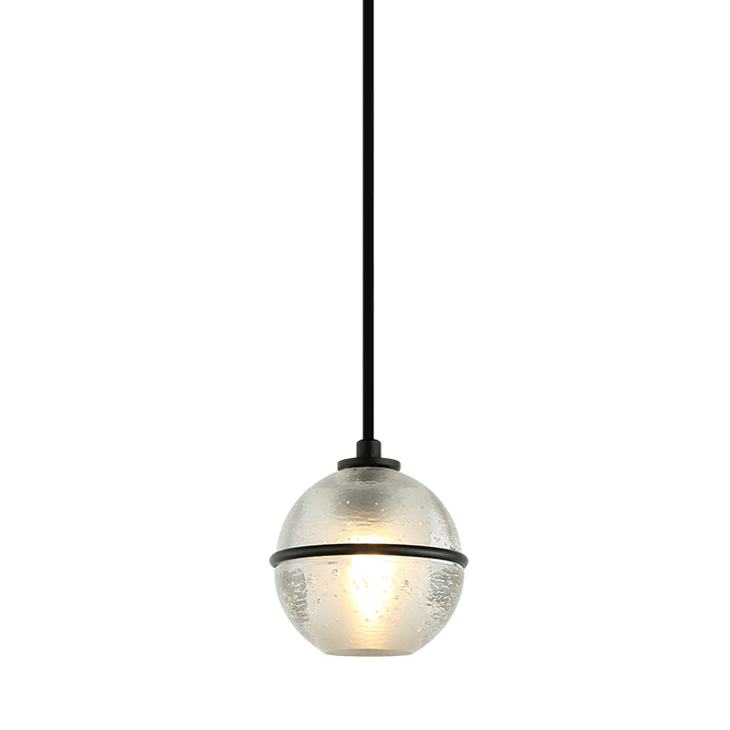 Steel Frame with Bubble Glass Globe Single Pendant