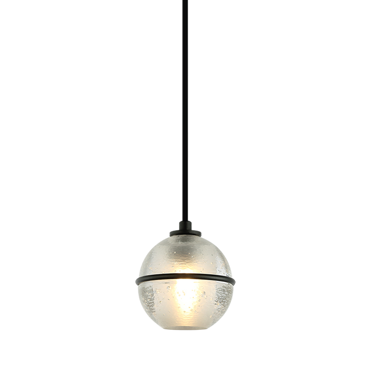 Steel Frame with Bubble Glass Globe Single Pendant