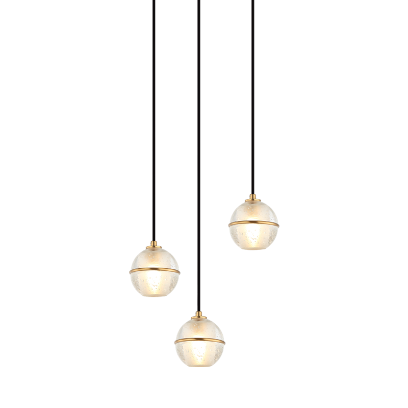 Steel Frame with Bubble Glass Globe Multiple Pendant