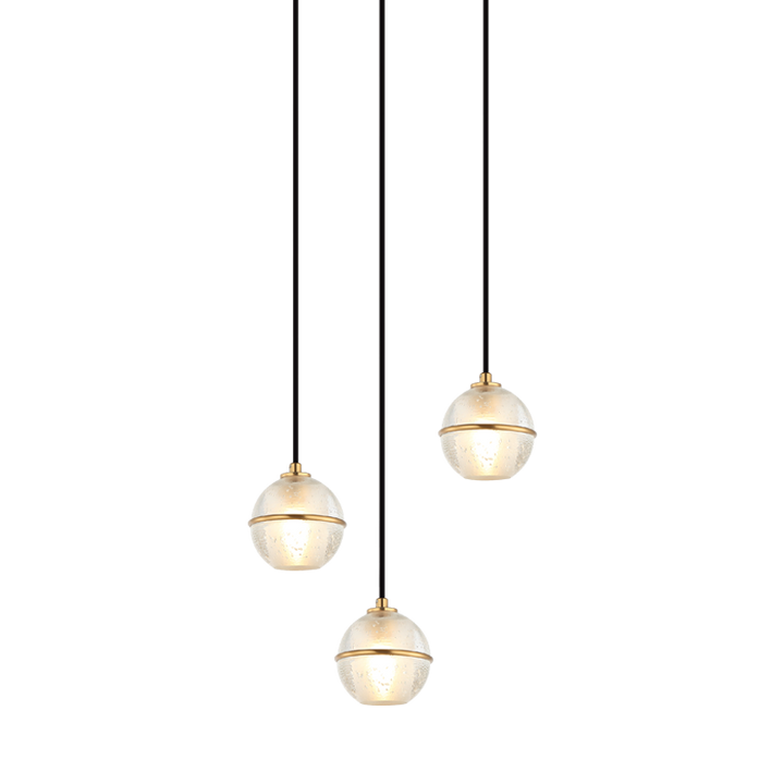 Steel Frame with Bubble Glass Globe Multiple Pendant