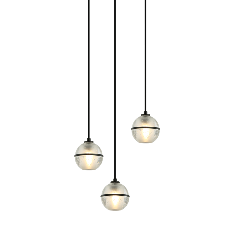 Steel Frame with Bubble Glass Globe Multiple Pendant