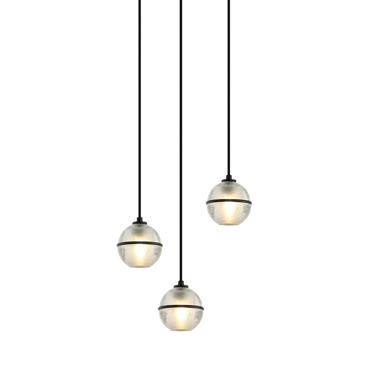Steel Frame with Bubble Glass Globe Multiple Pendant