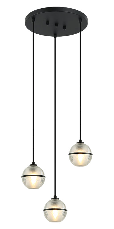 Steel Frame with Bubble Glass Globe Multiple Pendant