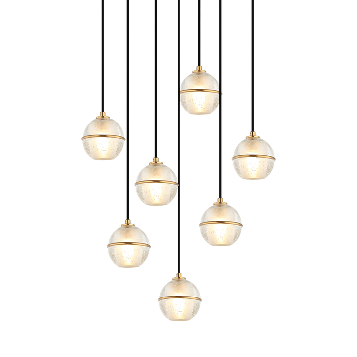 Steel Frame with Bubble Glass Globe Multiple Pendant